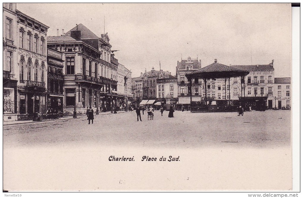 CHARLEROI -- Place Du Sud + Commerces + Animation + Kiosque à Musique ( Dos NON Divisé ) - Charleroi