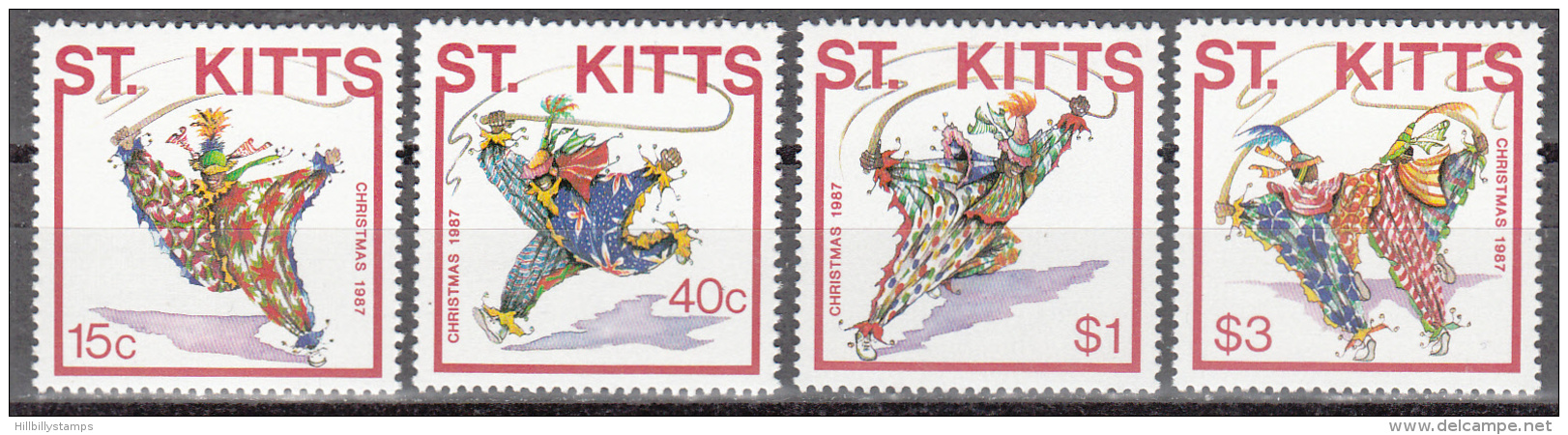St Kitts   Scott No. 215-18    Mnh   Year  1987 - St.Kitts-et-Nevis ( 1983-...)