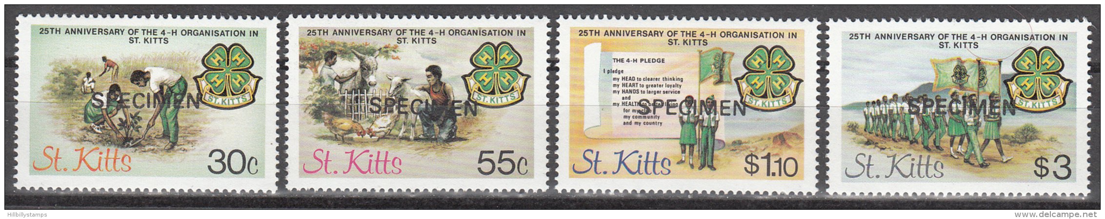 St Kitts   Scott No. 153-56   Mnh   Year  1984    Specimen Overprint - St.Kitts Y Nevis ( 1983-...)