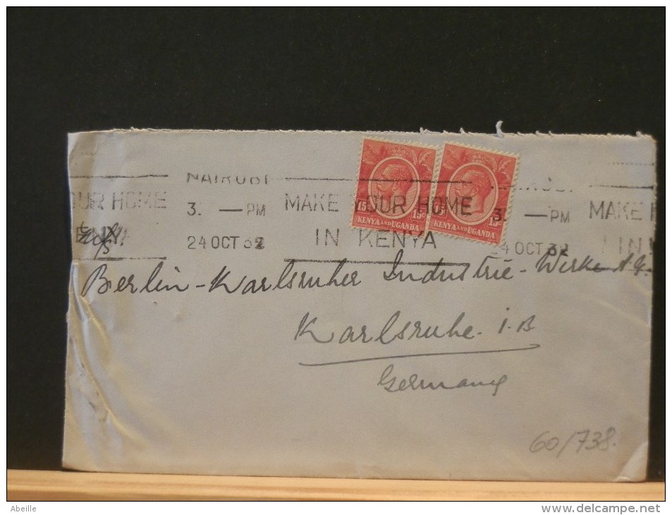 60/737  LETTRE  1932   TO GERMANY - Kenya & Ouganda