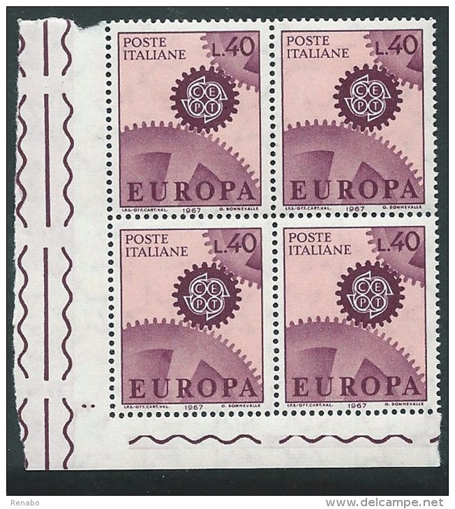 Italia 1967; EUROPA Da Lire 40 . Quartina D' Angolo. - 1961-70:  Nuovi