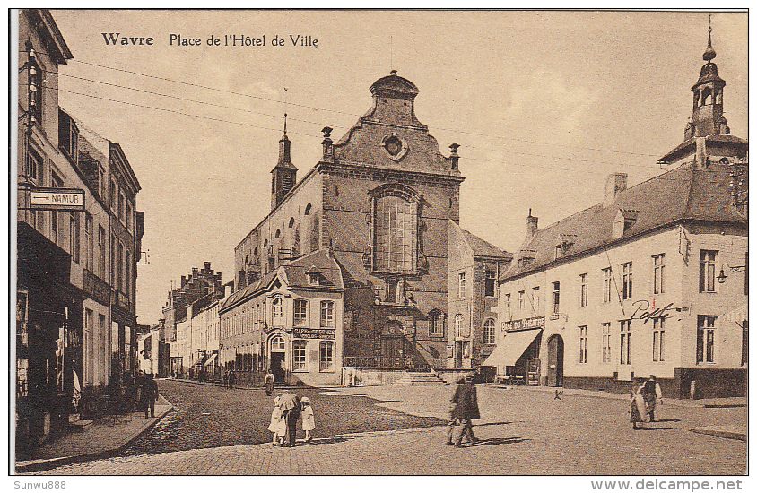 Wavre - Place De L´Hôtel De Ville (animée, Café Du Théâtre,1928...) - Waver