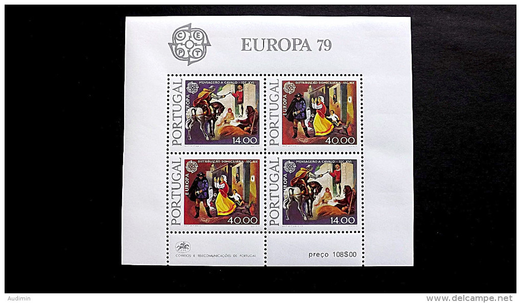 Portugal 1441/2 Block 27 **/mnh, EUROPA/CEPT 1979, Geschichte Des Post- Und Fernmeldewesens - Blocs-feuillets