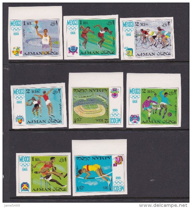 1968 Mexico Ajman Olympic Set Imperforated MNH - Summer 1968: Mexico City