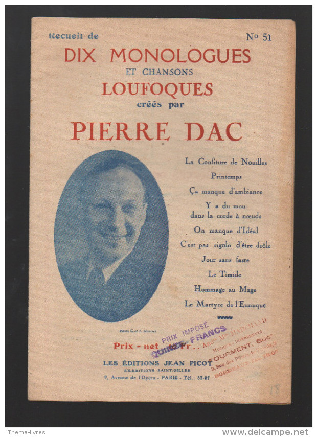 Plaquette Dix Monologues Loufoques De Pierre Dac N°51 (M2243)) - Humor