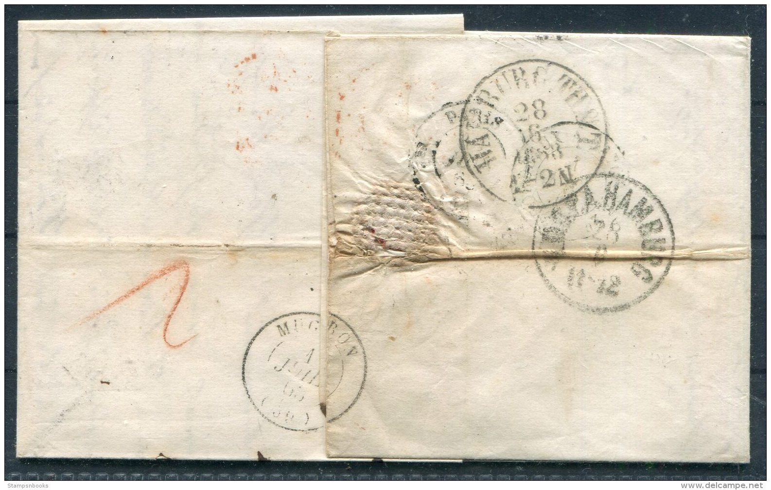 1863 Denmark Copenhagen Entire - Mugron France Via Hamburg TT36 - Cartas & Documentos