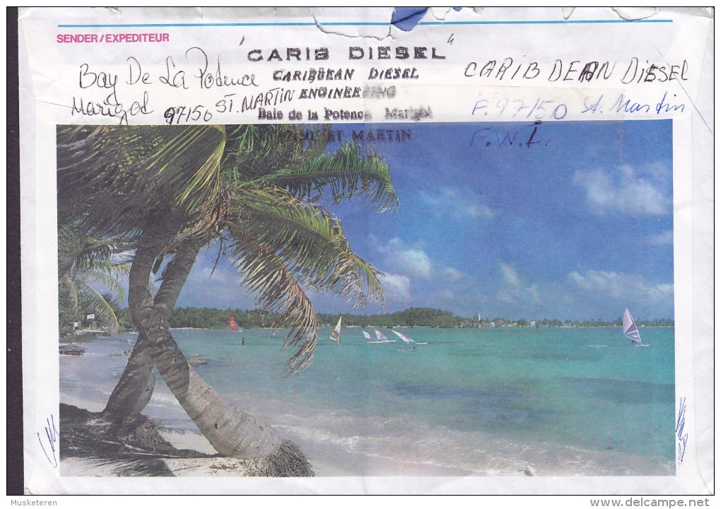 Guadeloupe Par Avion SAINT MARTIN 1989 Meter Stamp Cover Lettre ALLERØD Denmark (2 Scans) - Antillas Holandesas