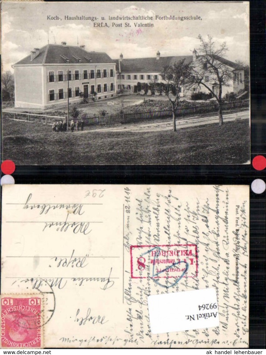 99264,Erla B. St Pantaleon St Valentin Haushaltungsschule ZENSUR RAR 1916 - Amstetten