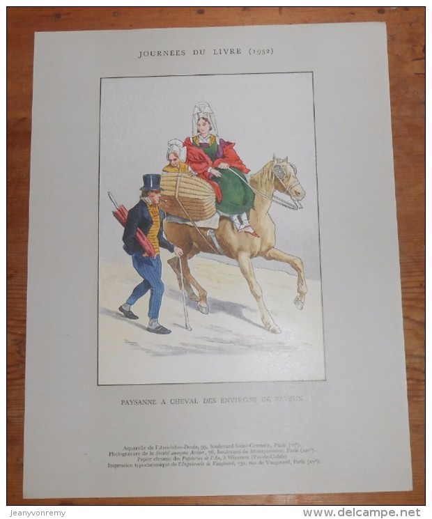 Paysanne à Cheval Des Environs De Bayeux Vers 1850. Reproduction. 1932. - Dibujos