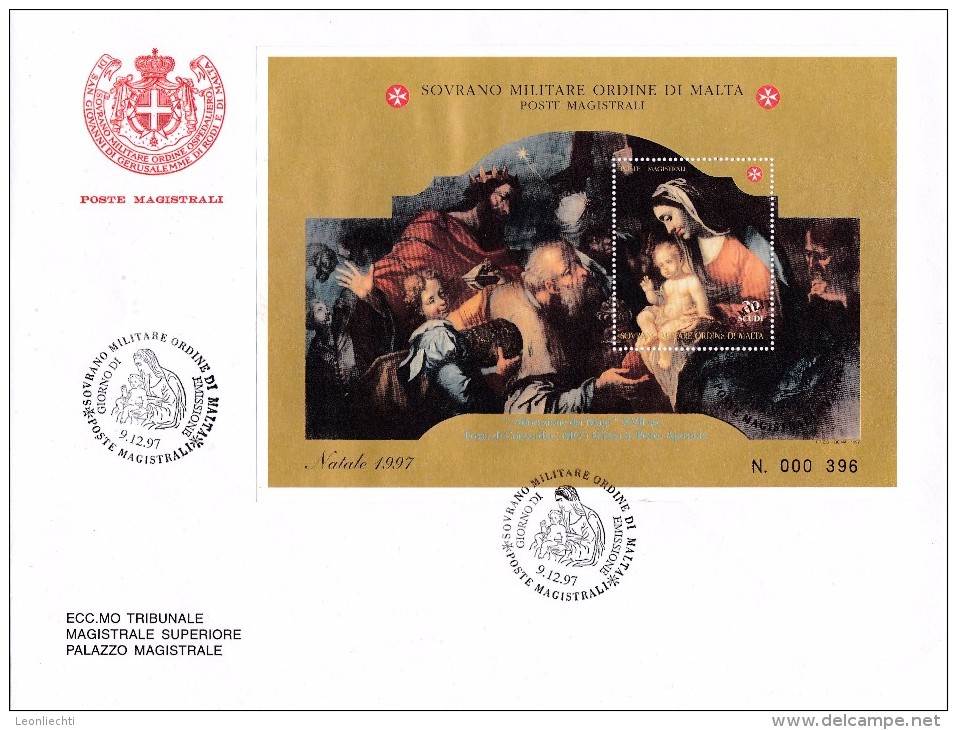 Malta 1997 S.M.O.M . Block FDC ° Natale, Maria Mit Kind. - Christianity