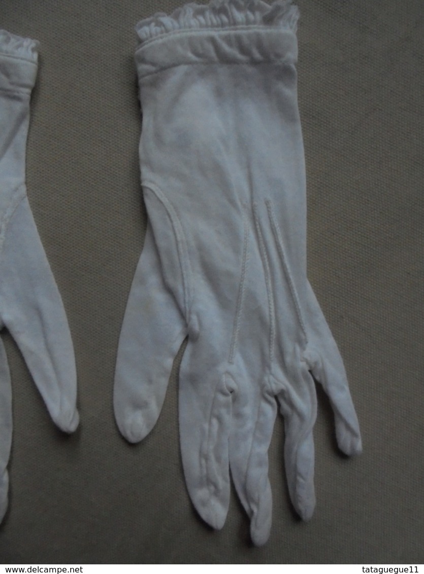 Ancien - Paire De Gants En Coton Pour Enfant, Fillette - 1940-1970