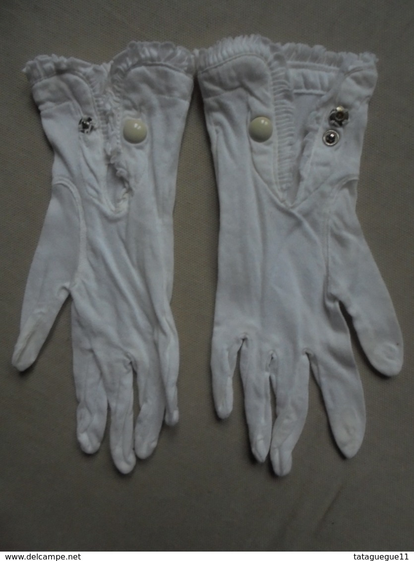 Ancien - Paire de gants en coton pour enfant, fillette