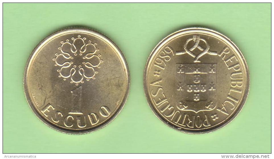 PORTUGAL  1  ESCUDO  NIQUEL  LATON  1.989  KM#631   SC/UNC    T-DL-11.818 - Portugal