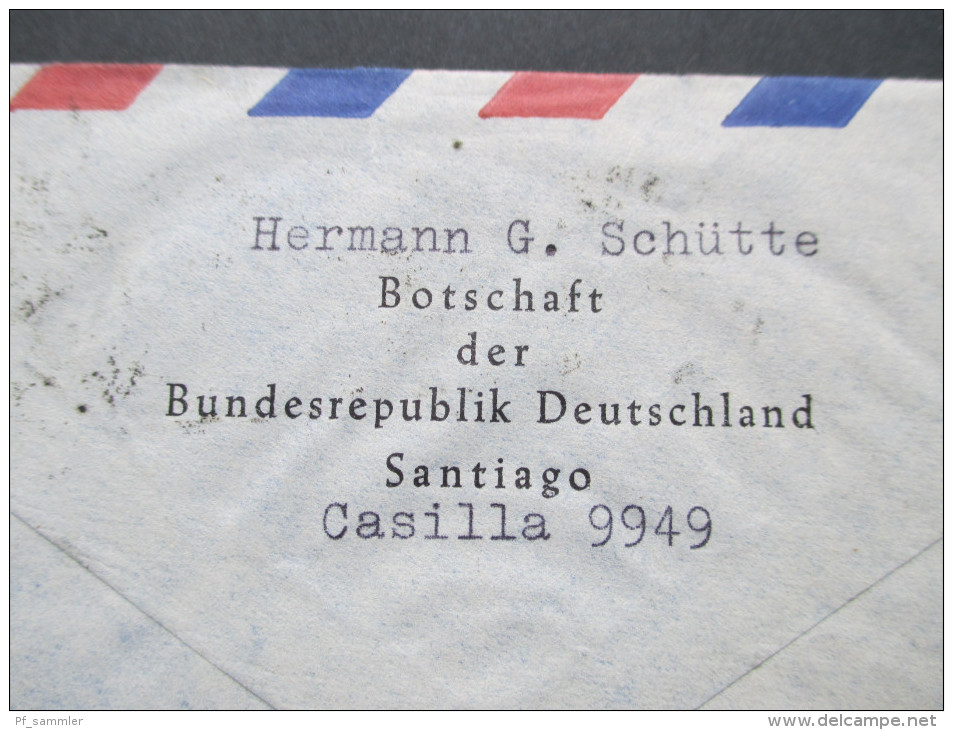 Chile 1952 Luftpost Brief Aus Der Deutschen Botschaft In Santiago - Chile