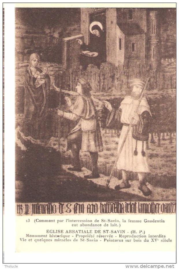 Religion Et Esotérisme-Eglise Abbatiale De St-Savin-Abondance De Lait Pour Gaudentia-Peinture Sur Bois Du XVe Siècle - Religion & Esotérisme