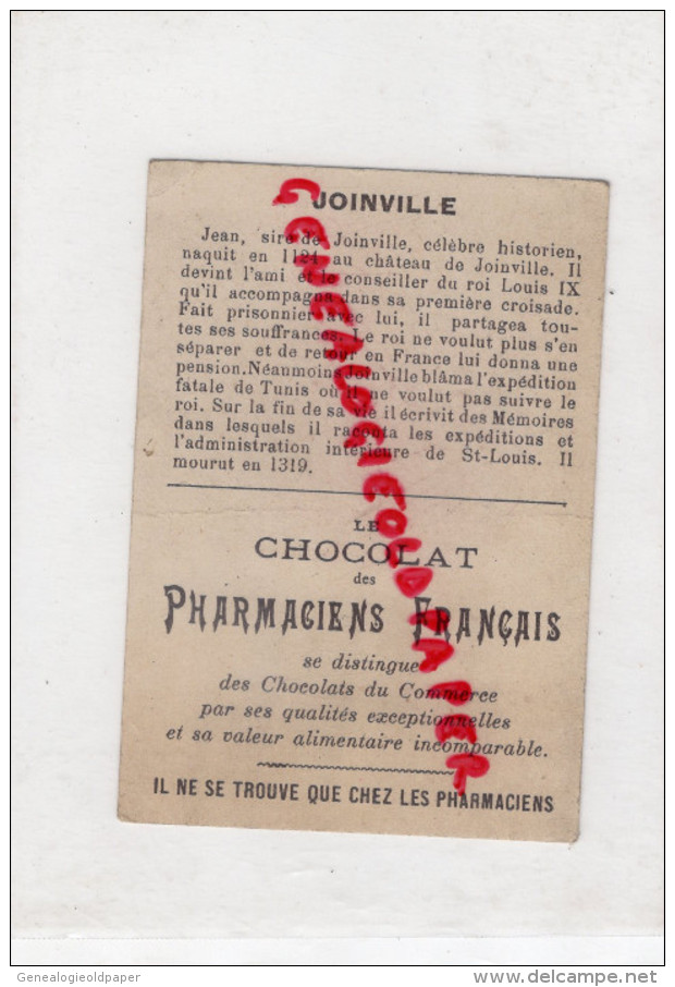 CHROMO -CHOCOLAT DES PHARMACIENS FRANCAIS-PHARMACIE- SIRE DE JOINVILLE- HISTORIEN -CROISE CROIX ROUGE - Sonstige & Ohne Zuordnung