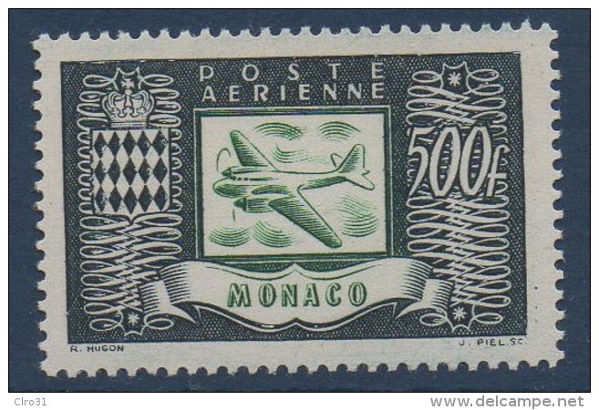 MONACO PA 1949   Avion Et Armoiries  500FR  N° YT PA 43 ** MNH - Poste Aérienne