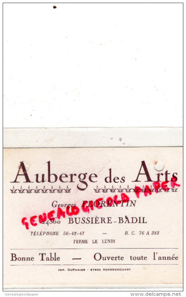 24- BUSSIERE BADIL - AUBERGE DES ARTS - GEORGES FLORENTIN- RESTAURANT-IMPRIMERIE DUPANIER ROCHECHOUART - Other & Unclassified