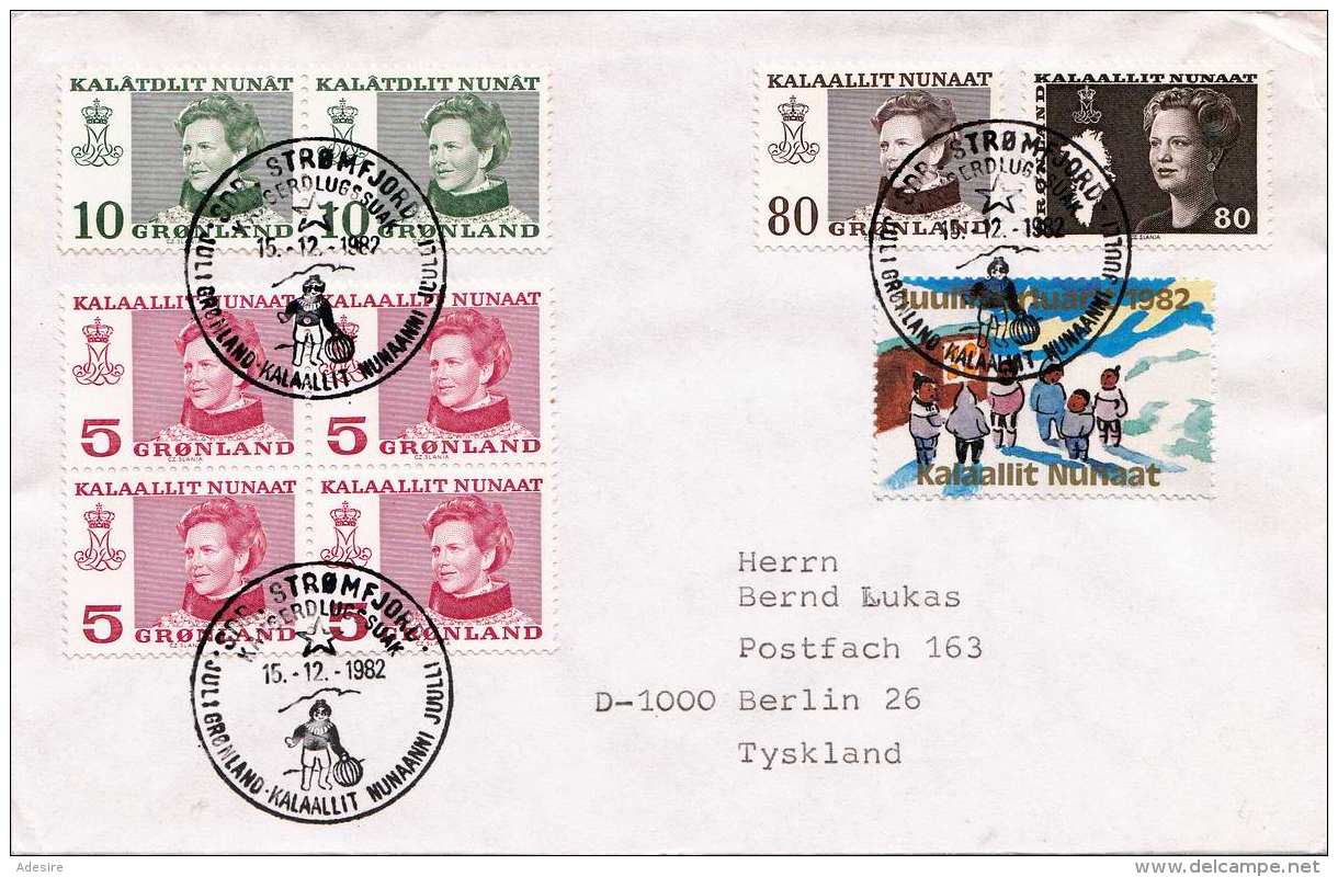 GRÖNLAND 1982 - 9 Fach Frankierung Auf Brief Gel.v. Strömflord > Berlin - Cartas & Documentos