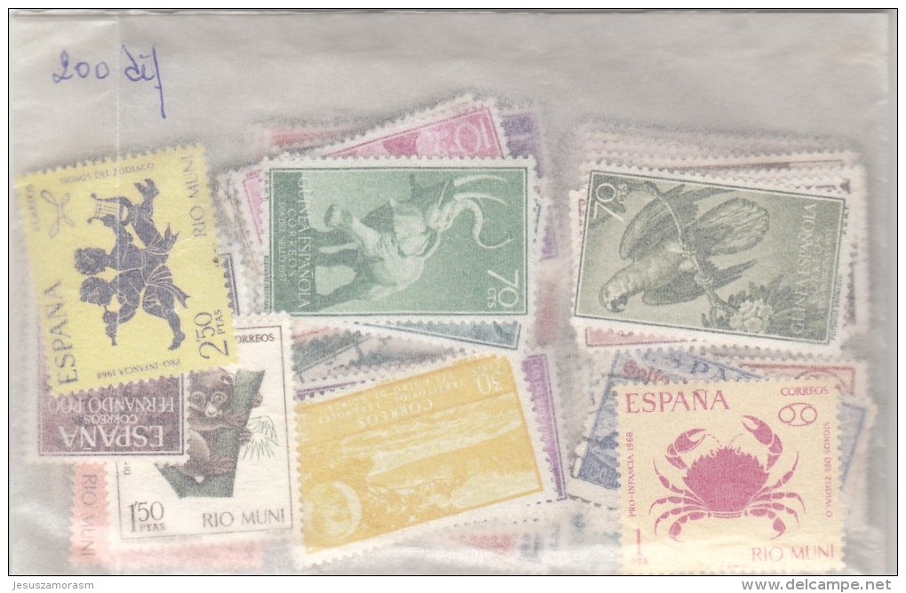 Lote  Colonias Españolas - 200 Sellos Diferentes De Guinea, Rio Muni, Fernando Poo - Collections (sans Albums)