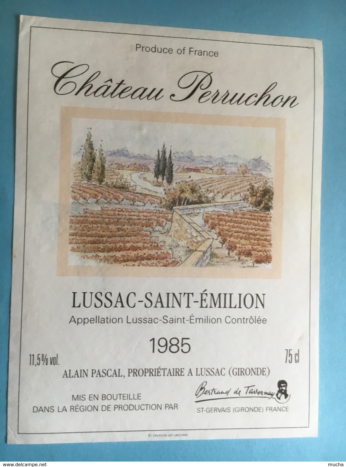 1074 -  Château Perruchon  1985 Lussac-St Emilion - Bordeaux