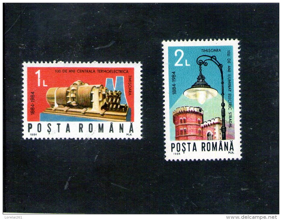 1984 - L Eclairage Electriquedes Rues,a Timisoara Mi 4114/4115 Et Yv 3553/3554 MNH - Ongebruikt