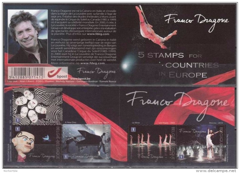 Belgium**CIRQUE DU SOLEIL-FRANCO DRAGONE-Circus-Booklet 5vals-2012-LasVegas-Zirkus-MNH - Unused Stamps