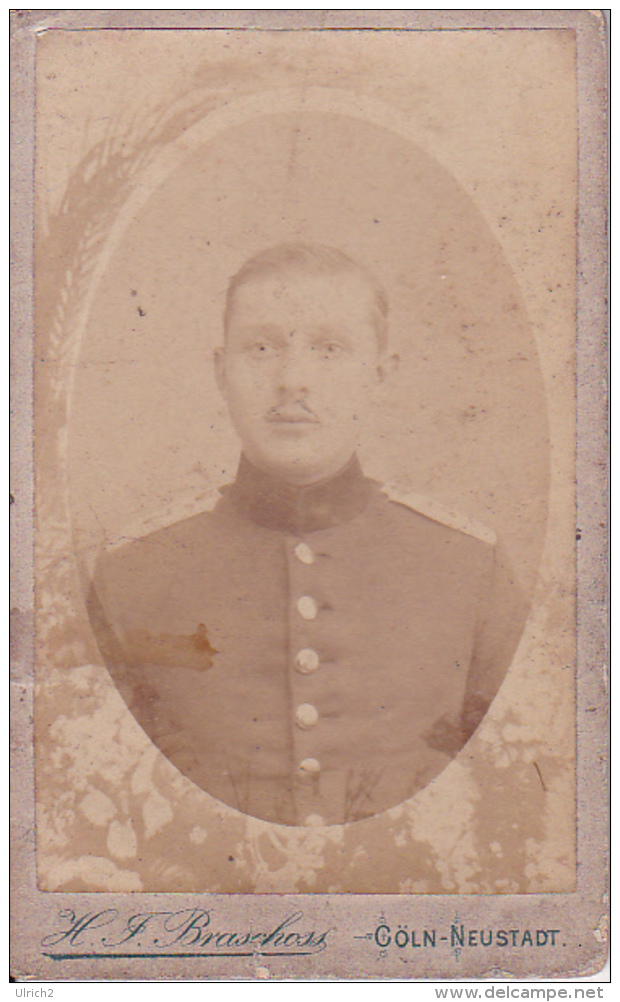 Photo CDV Deutscher Soldat  -  Atelier Braschoss, Cöln-Neustadt - Ca. 1900  (23849) - Krieg, Militär