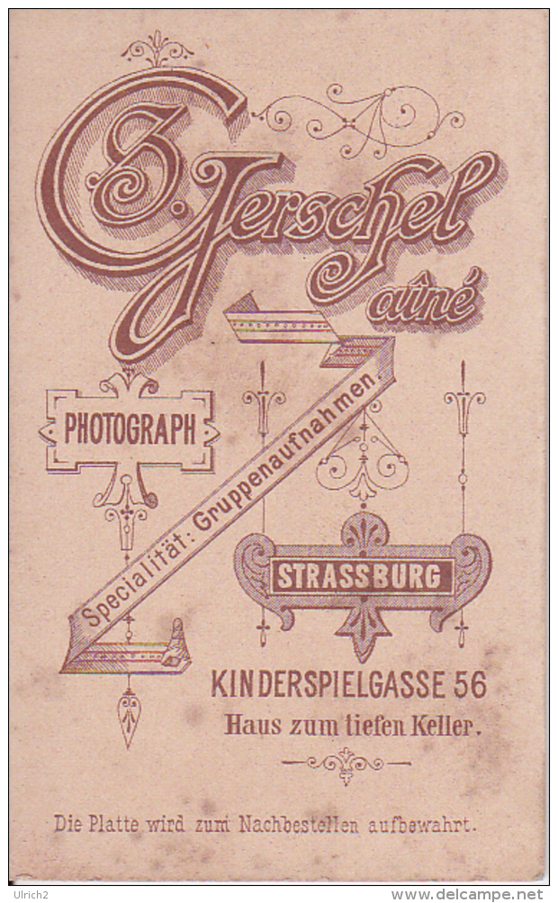 Photo CDV Deutscher Soldat  -  Atelier Gerschel, Strassburg - WK 1  (23853) - Krieg, Militär