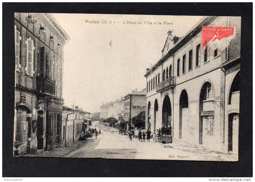 31 VERFEIL L' HOTEL DE VILLE ET LA POSTE ANIMEE CLICHE UNIQUE - Verfeil