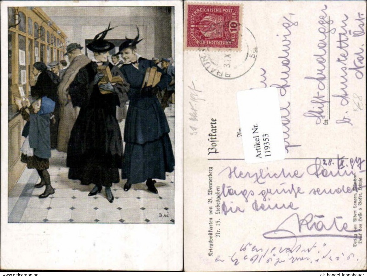 119353,B. Wennerberg Karikatur Nr 15 Liebesgaben Frauen Hut Mode Geschenke Postamt Po - Wennerberg, B.