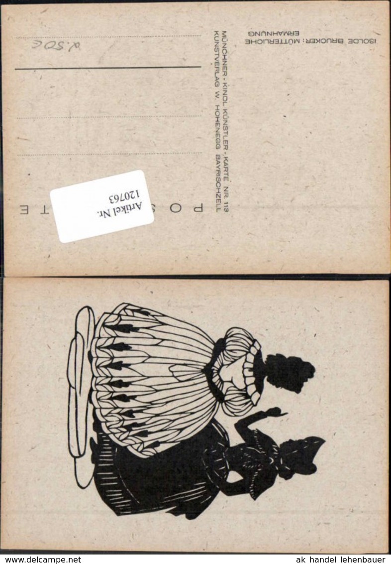 120763,Scherenschnitt Silhouette Isolde Brucker M&uuml;tterliche Ermahnung - Silhouetkaarten