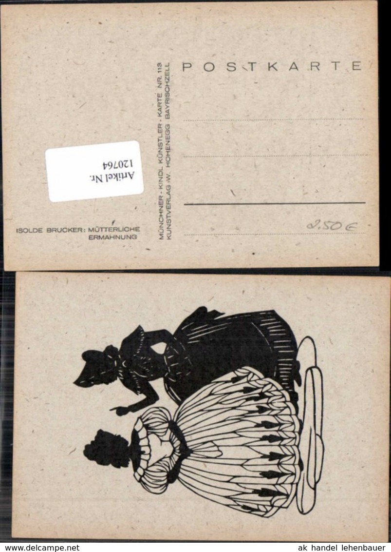 120764,Scherenschnitt Silhouette Isolde Brucker M&uuml;tterliche Ermahnung - Silhouetkaarten