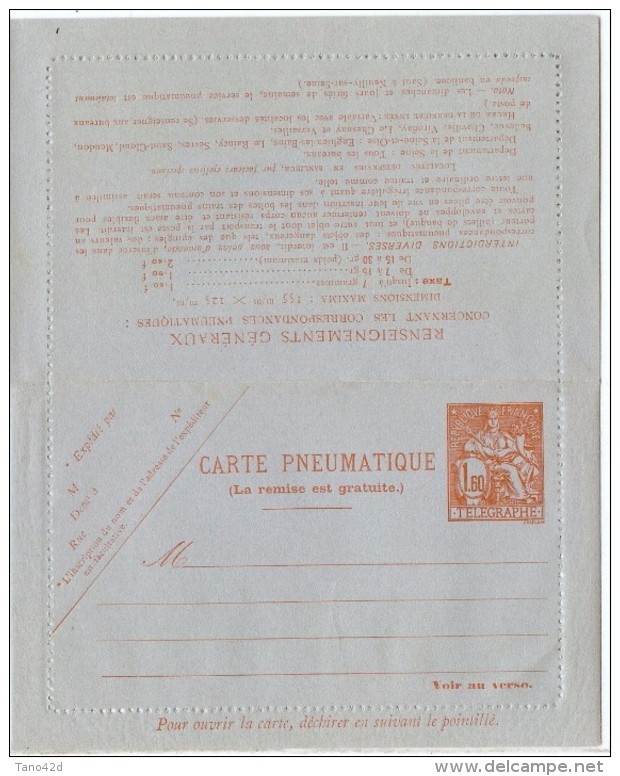 LPP6B-  FRANCE CL PNEUMATIQUE CHAPLAIN 1f60  NEUVE TB - Pneumatische Post