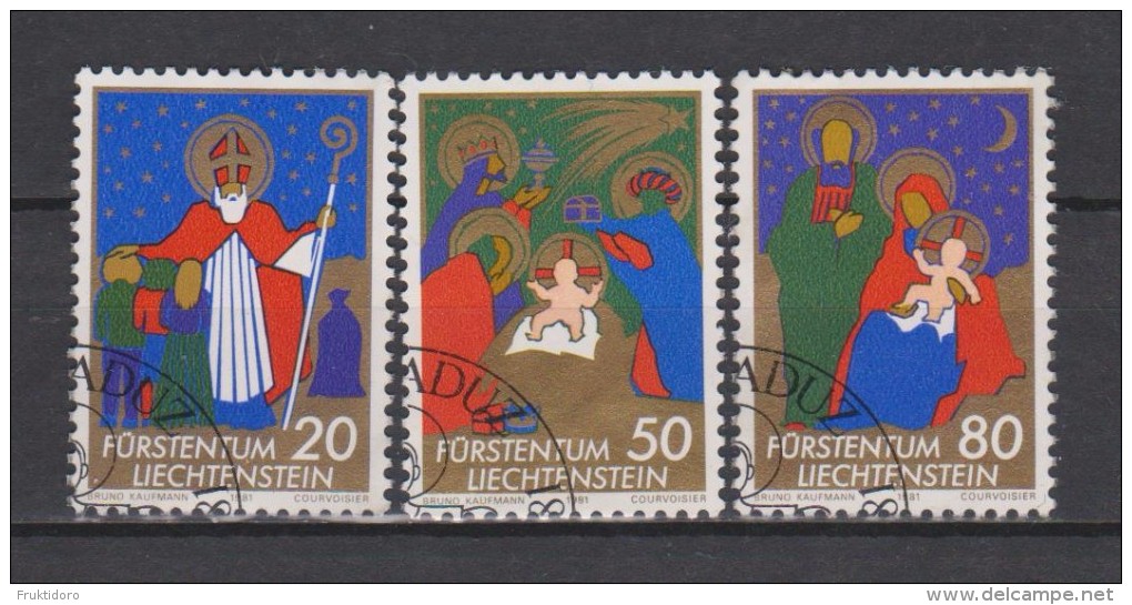 Liechtenstein Mi 788-790 Christmas St Nicolas - The Wise Men - The Holy Family - 1981 - Gebruikt