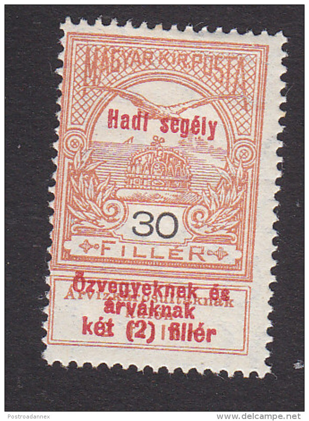Hungary, Scott #B28, Mint Hinged, "Turul" And Crown Of St Stephen Surcharged, Issued 1914 - Unused Stamps