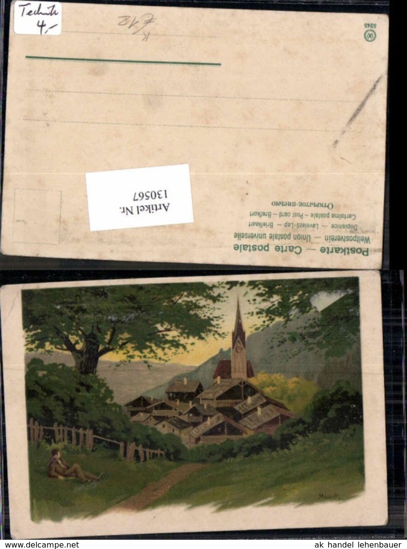 130567,Alfred Mailick Tolle Litho AK Kirche Dorf B&auml;ume - Mailick, Alfred