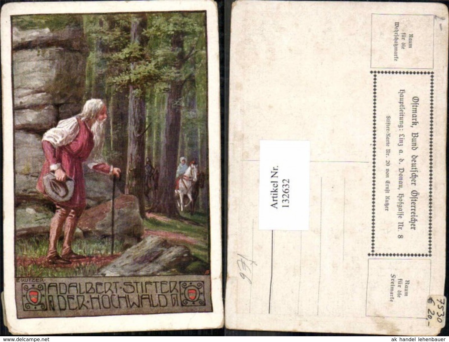 132632,Bund Deutscher &Ouml;sterreicher Stifter Nr. 20 Ernst Kutzer - Kutzer, Ernst