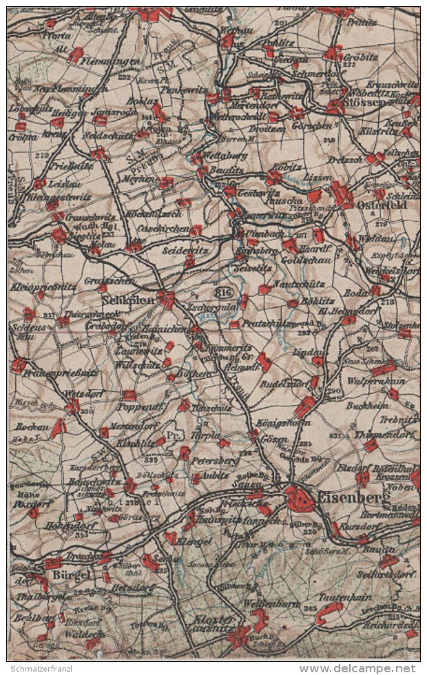 Wona Karte Blatt 816 Eisenberg Klosterlausnitz Schkölen Stössen Naumburg Osterfeld Königshofen Tautenhain Bürgel Aubitz - Schkoelen