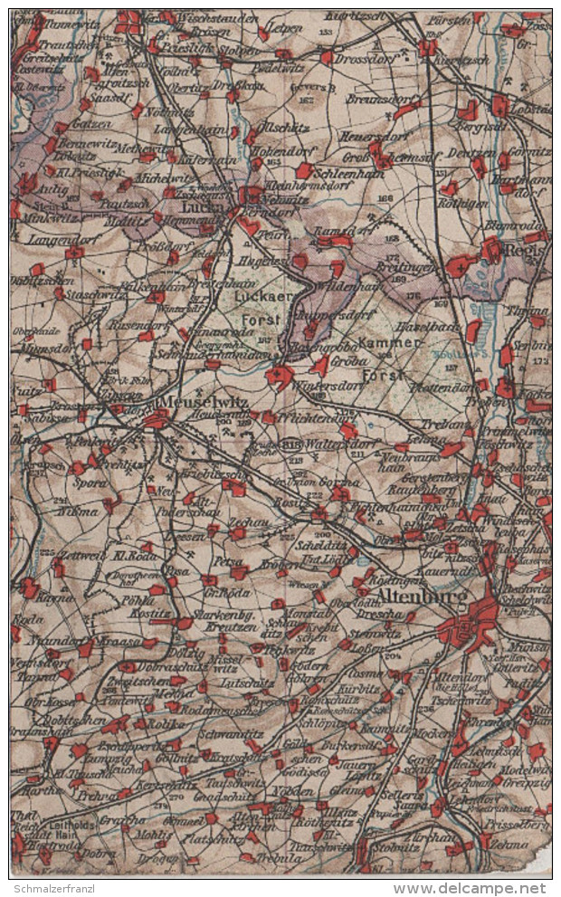 Wona Karte Blatt 818 Altenburg Meuselwitz Lucka Treben Kieritzsch Lobstädt Regis Gröba Dobitschen Rositz Gorna Kostitz - Meuselwitz