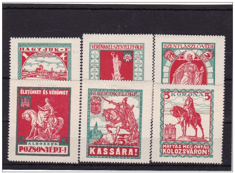 #5998 Hungary Set Of 6 Poster Stamps Cinderella MH, WW1: Recovering The Lost Territories, Irredent 1920 (red-green) - Erinnophilie