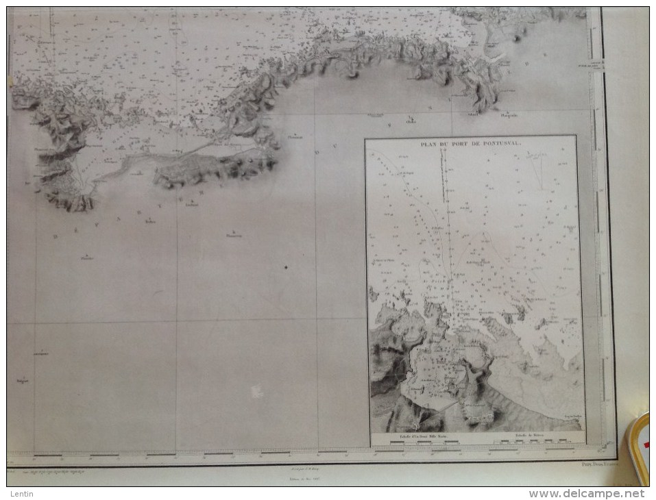 Lot De Cartes - De L´ile De Bas à Beg An Fug  + De Pontusval à L´ile De Bas - Levées En 1837 (dépot En 1842 ) - Cartes Marines