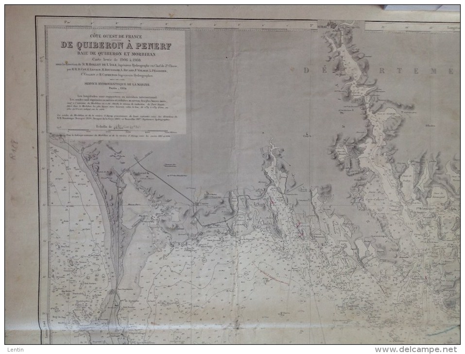 Morbihan - Lot De 2 Cartes Marines : De Quiberon à Penerf + De Trevignon à Lorient,  ïle De Groix - Nautical Charts