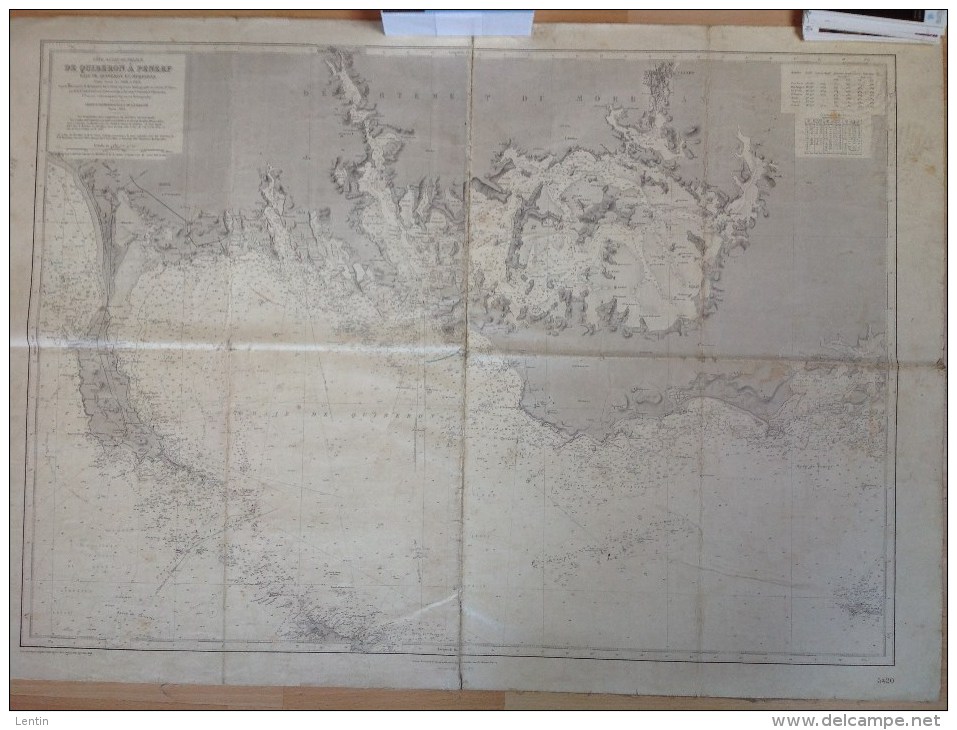 Morbihan - Lot De 2 Cartes Marines : De Quiberon à Penerf + De Trevignon à Lorient,  ïle De Groix - Nautical Charts