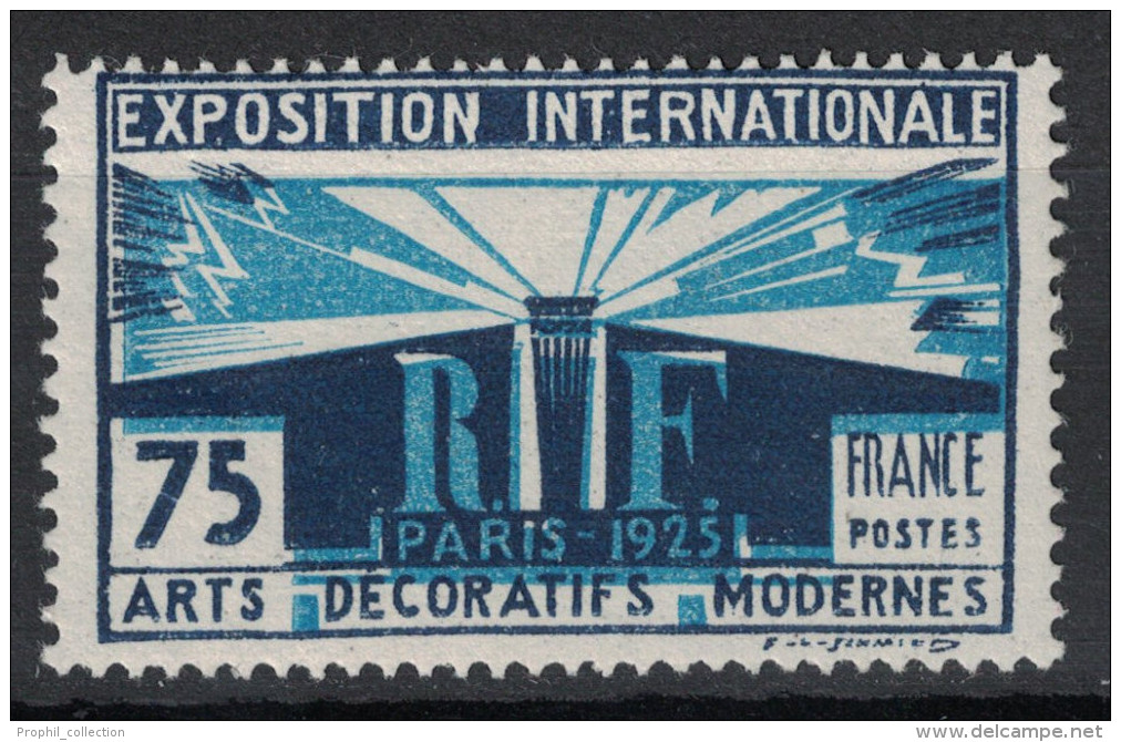 RARE VARIETE De CENTRE DEPLACE Sur N° 215 TB Neuf * (COTE 325€) / Exposition Arts Decoratifs 1925 - Autres & Non Classés