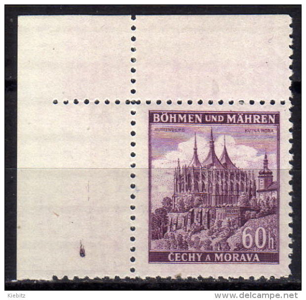 BÖHMEN&MÄHREN 1939 - MiNr: 27 Eckrand Oben **/MNH - Ungebraucht