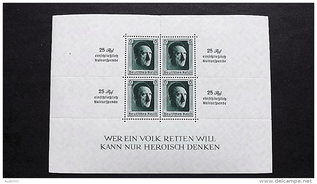 Deutsches Reich 648 Block 9 **/mnh, Kulturförderung (Stanzung Oben Etwas Gerissen) - Blocks & Kleinbögen