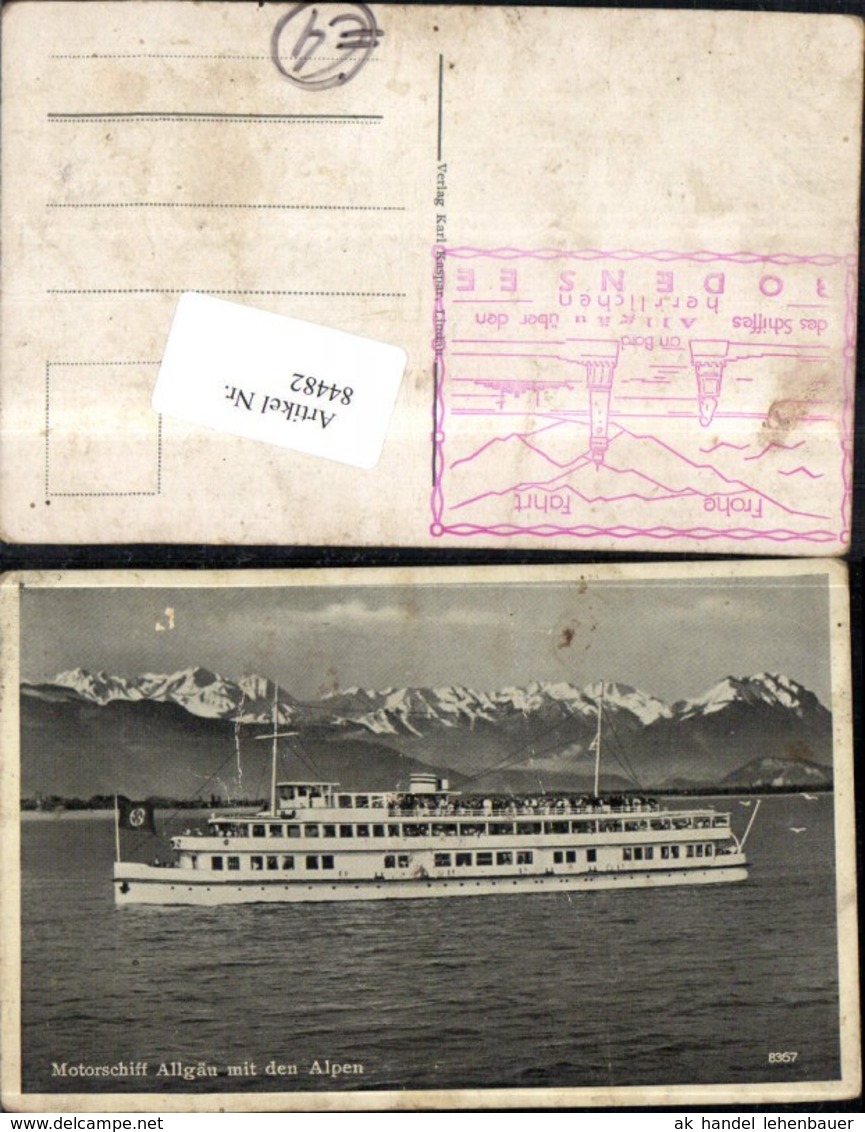 84482,Motorschiff Allg&auml;u Mit Den Alpen Dampfer Detailansicht - War 1939-45