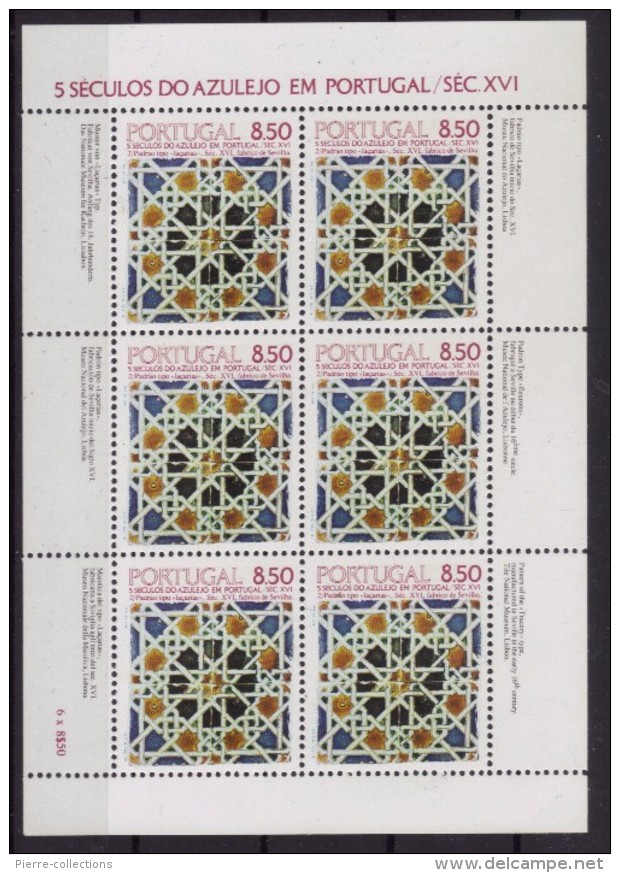 Portugal N° 1514 - Feuille Complète De 8 Timbres Neufs ** - Azulejos - Atelier De Guijarro - Ganze Bögen