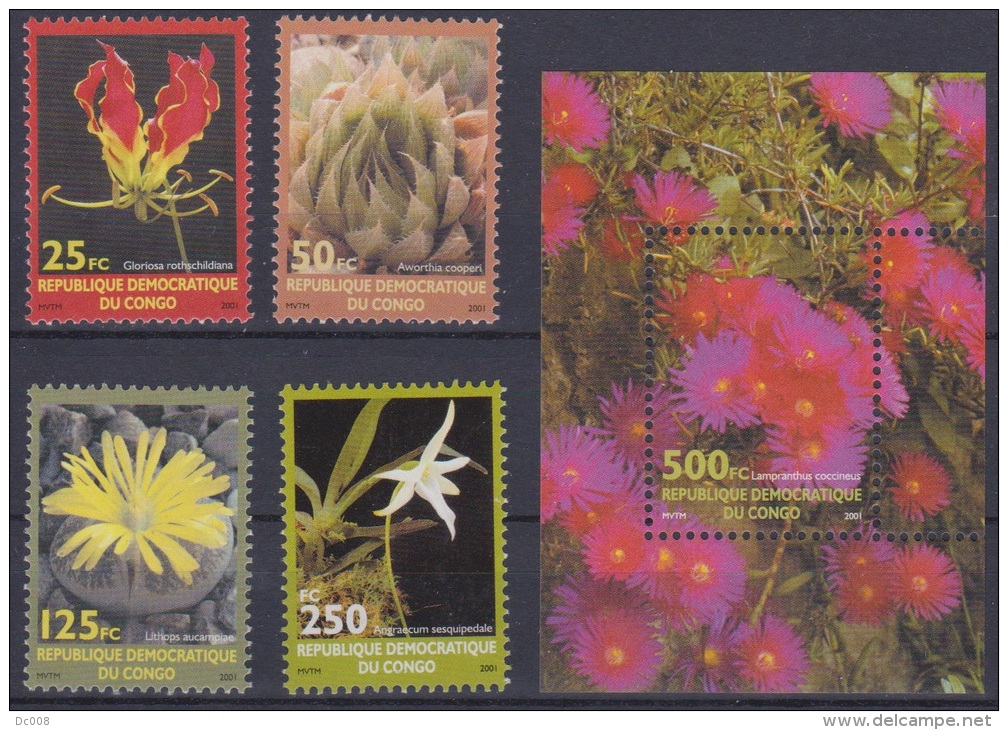 COB 2105/08+BL206 Flowers 2002 MNH - Mint/hinged